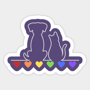 Rainbow Heart Dog and Cat Love Sticker